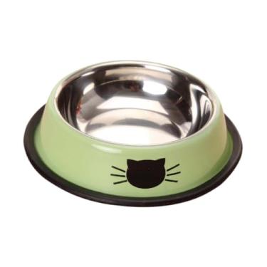 Imagem de Fenteer aço inoxidável gatos tigela de cachorro tigela de estimação tigela de alimentação Anti -tigela de água tigela de gato tigela de gato tigela, Verde