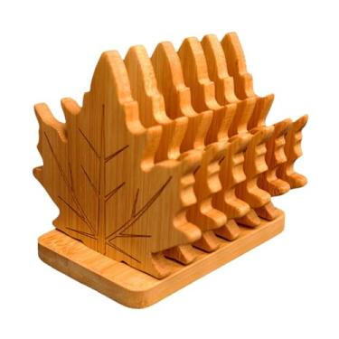 Imagem de Fenteer 6x porta-copos de madeira com suporte, tapete de copo, resistente ao calor, multiuso, canecas, almofadas para de utensílios de mesa, Square Base S