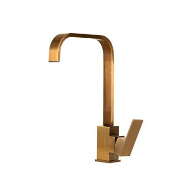 Imagem de Pingoo.Casa, Torneira para Cozinha, Misturador Monocomando, Aço Inox 304, Escovado, São Lorenço, Dourado