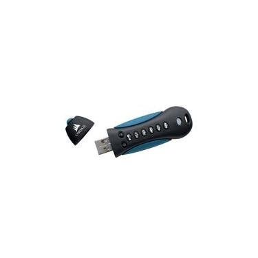 Imagem de Pen Drive 64GB Corsair Padlock 3, USB 3.0, com Criptografia, Resistente à Água e Choque, Azul e Preto - CMFPLA3B-64GB