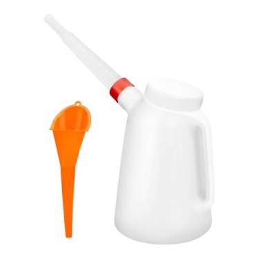 Imagem de JicSuXi Jarra medidora de óleo, lubrificadora com bico flexível, recipiente translúcido para automóveis, motocicletas e barcos, 1.2l