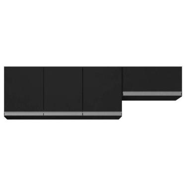 Imagem de Conjunto De Armários Aéreo Lux 120cm E 60cm 100% Mdf Preto - ABMAZA