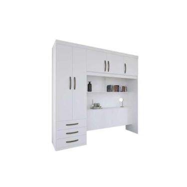 Imagem de Guarda Roupa Casal 5 Portas e 3 Gavetas c/ Cama PH 1801 Branco - Herva