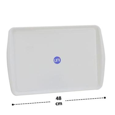 Imagem de Bandeja 33x48cm de Plástico Retangular Branca - Tudo em Caixa - Genéri