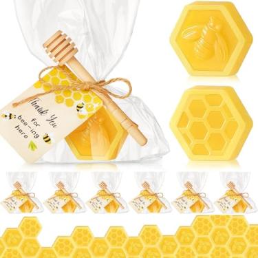Imagem de Otuuz Conjunto de 100 lembrancinhas de chá de bebê, lembrancinhas de festa de abelhas, incluindo sabonete de favo de mel com cartão de agradecimento, presente de mel, presente de mel, decorações de