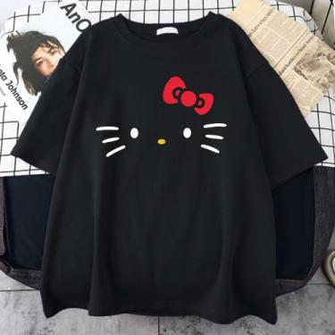 Imagem de Camiseta Hello Kitty Aesthetic - sneko, Preto, M babylook
