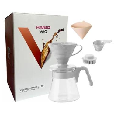 Imagem de Kit de Cafeteira 4 Xícaras Gotas 600ml Cinza Claro V60 Hario