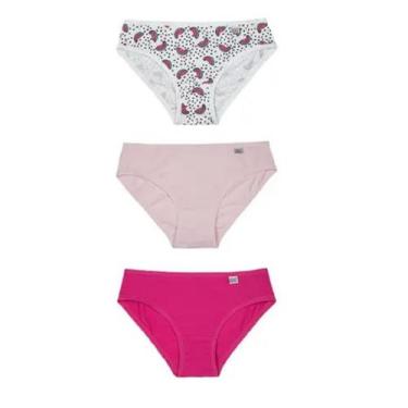 Imagem de Calcinhas Infantil Algodão Del Rio kit com 3 peças, Branco, GG