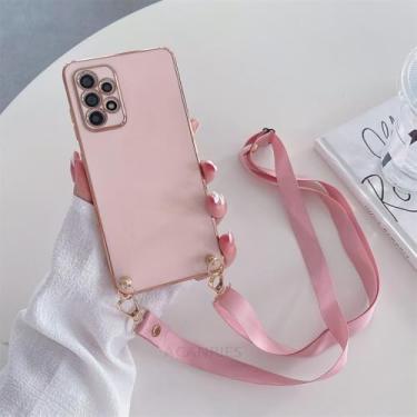 Imagem de Capa de silicone com cordão para Samsung Galaxy A54 A34 A24 A14 4G 5G A04 M52 M54 M14 M23 M13, rosa ZBBGS, para Samsung M14 5G