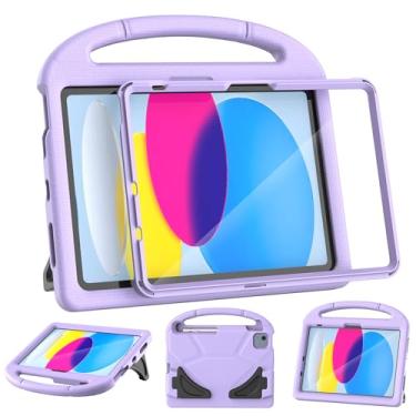 Imagem de TOEVEK Capa infantil para iPad (A16) 11ª geração 2025/iPad 10ª geração 10,9 polegadas 2022, com protetor de tela, alça à prova de choque, capa protetora para iPad 11/10 Gen, lavanda