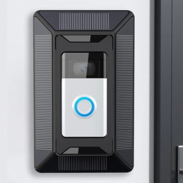 Imagem de Carregador solar para campainha anel, 2 em 1 com suporte de montagem, portas de carregamento micro-USB e tipo C, compatível com campainha de bateria Ring (versão 2024) e campainha de vídeo Ring (2ª