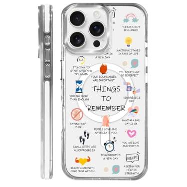 Imagem de OKBUOK Capa para iPhone 16 Pro Max [compatível com Magsafe], capa magnética transparente de silicone à prova de choque com etiqueta padrão Memorando