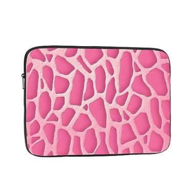 Imagem de Capa para laptop com textura de girafa rosa bolsa para laptop à prova de choque capa protetora para notebook capa para laptop 10 polegadas