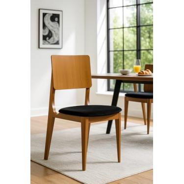 Imagem de Conjunto 6 Cadeiras Turmalina Veludo Preto Madeira Maciça Encosto Laminado Mel