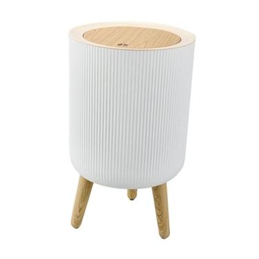 Imagem de ＫＬＫＣＭＳ Lixeira de banheiro com tampa, lixeira portátil, moderna, com pernas removíveis para sala de estar, hotel, 7l