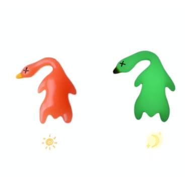 Imagem de Pingente de pato que muda de cor UV: 5 peças de pato assado que muda de cor que brilha no escuro pingente de carro engraçado decoração interior espelho retrovisor decoração suspensa