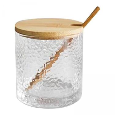 Imagem de ＫＬＫＣＭＳ 3x Pote de Vidro para Especiarias com Tampa de Madeira 280ml Utensílios de Cozinha para açúcar, Café em Pó
