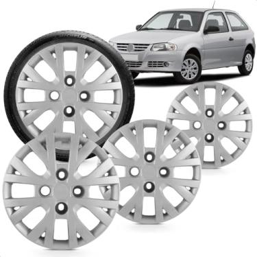 Imagem de Kit 4 Calotas Gol G4 Ecomotion 2013 Aro 13 Prata Cubo Alto Grid