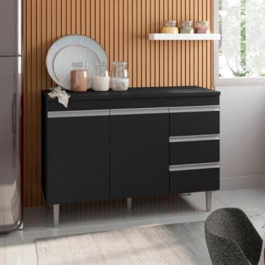 Imagem de Balcao de cozinha Virginia 2pt 1,20m preto fosco - Mais de Casa