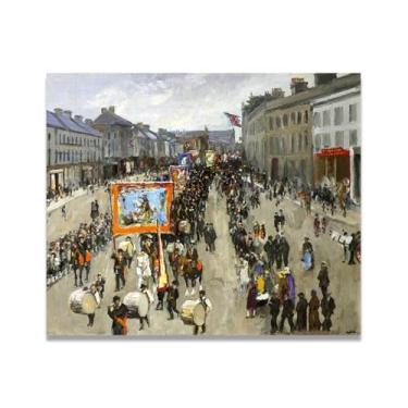 Imagem de The Twelfth Of July In Portadown John Lavery Classic Realist Portrait & War Scene Canvas Art – Decoração de parede de arte irlandesa para casa 30 x 36 cm Un Framed