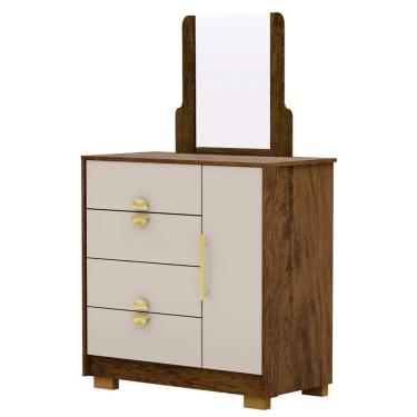 Imagem de Cômoda Para Quarto 93cm Com Espelho Nara Imbuia-fendi V02 - Mpozenato