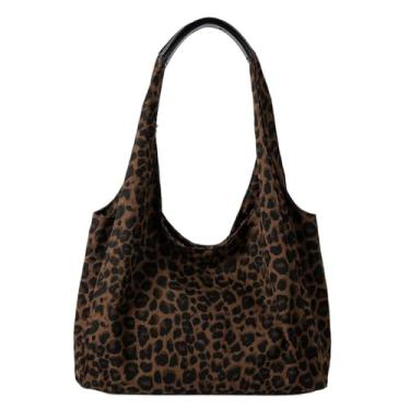 Imagem de GJHFCXSO Bolsa Tote Feminina Com PadrãO Leopardo Bolsa De Ombro Casual Bolsa De MãO Da Moda Grande Capacidade,Brown