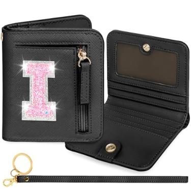 Imagem de YQE Carteira com inicial RFID para meninas pequenas, presentes na moda, aniversário, Natal, meia ideia de presente para adolescentes, filha, neta, sobrinha, 6, 7, 8, 9, 10, 11, 12, 13 anos, Preto, I