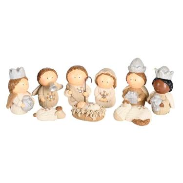 Imagem de Dicksons Estatuetas de presépio decoração de Natal 5 x 8 cm resina família sagrada malha conjunto de 9