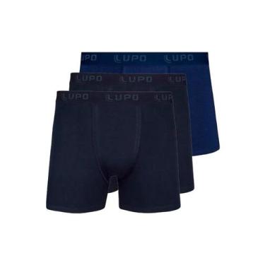 Imagem de Kit com 3 Cuecas Boxer Lupo 615-002 Colorido, Azul marinho, M