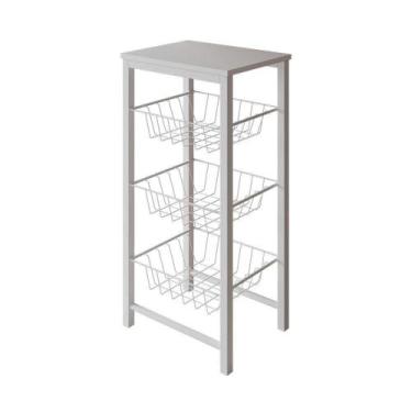 Imagem de Fruteira De Chão Cozinha Montada Aço Branco Tampo Branco Roma Cor: Bra