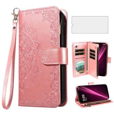 Imagem de Asuwish Capa para celular T-Mobile Revvl 7 5G capa carteira celular com protetor de tela de vidro temperado e flor flip porta-cartão de crédito suporte suporte Tmobile Revvl7 T Mobile Revel Tmo Revell