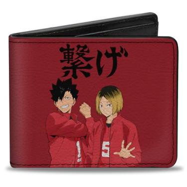 Imagem de Carteira Haikyu, dobrável, Nekoma High School Kozume e Kuroo CONNECT Pose vermelha, couro vegano
