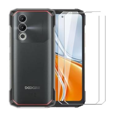 Imagem de WDMYLFTW Capa para Doogee Blade 20 Turbo + [2 unidades] Película protetora de tela de vidro temperado - Capa protetora de TPU (transparente) de silicone transparente e flexível à prova de choque