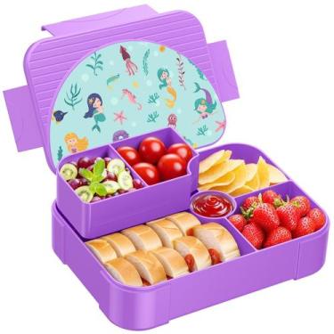 Imagem de Lancheira Bento HOMETALL Kids Print, 6 compartimentos, roxa