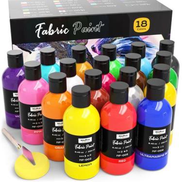 Imagem de Tinta de tecido Nicpro 18 cores 250ml para roupas e artesanato
