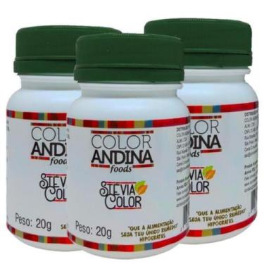 Imagem de Kit 3 Adoçante Natural 100% Stevia Color Andina Food 20g - sem sabor r