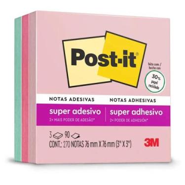Imagem de Bloco adesivo 3M cube colorido pastel 76x76mm com 270 folhas