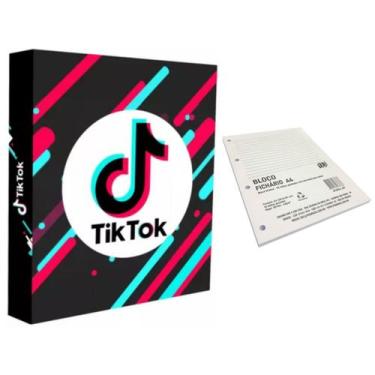 Imagem de Pasta Fichário Escolar Colegial TikTok Preto c/ 96 Folhas YES Universi