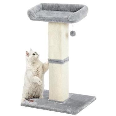 Imagem de Cat Scratching Post Karolpar, 32 de altura, sisal com poleiro de pelúc