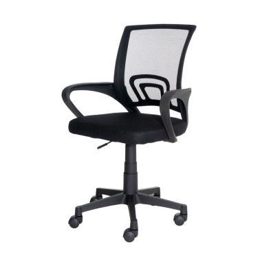 Imagem de Cadeira De Escritório Basic Diretor Estofado Tela Mesh Base Giratória Preta Altura Ajustável