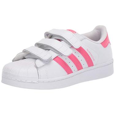 Imagem de T nis de corrida infantil Adidas Originals Superstar Cloudfoam, White/Real Pink/Real Pink, 2 Little Kid