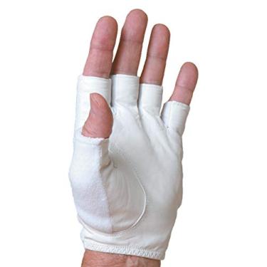 Imagem de Tourna Luva de tênis masculina, metade do dedo, grande, esquerda, branca (TGH-M-G-G)
