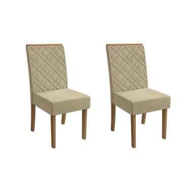 Imagem de Kit 2 Cadeiras Sala Jantar Gardênia 2CAD149 Madeirado 2 Un Canela/Boucle Bege - Kappesberg