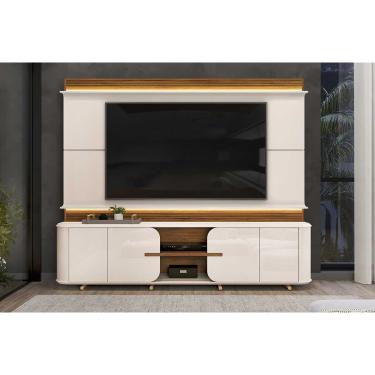 Imagem de Home p/ TV até 75 Pol Lord c/ 4 Porta 240x200cm Off White/Freijó - DJ Móveis