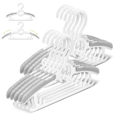 Imagem de SIshynio Pacote com 30 cabides de bebê para armário, cabides ajustáveis de 28 a 36,8 cm, cabides de plástico empilháveis antiderrapantes para roupas infantis de berçário (cinza