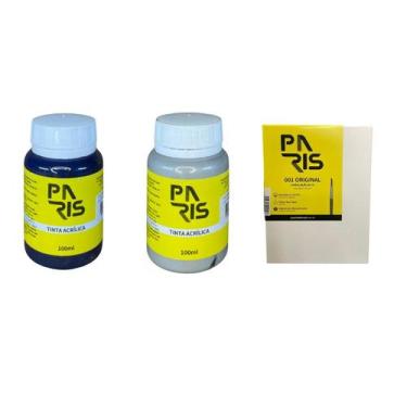 Imagem de Kit Céu Noturno 100ml 2 Tintas + Tela para pintura 15x20 - Paris