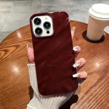 Imagem de Capa de celular com padrão ondulado Soft Candy para iPhone 16 11 12 13 14 15 Pro Max Xs Max XR 7 8 Plus SE 2020 2022 Capa protetora à prova de choque, cor de vinho, para iPhone 7Plus