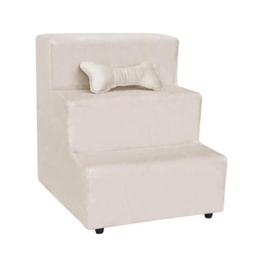 Imagem de Escada Pet Almofadada 3 Degraus para Cães e Gatos - DS HOME, Veludo Be