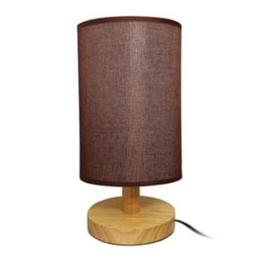 Imagem de Abajur Madeira Tecido Marrom 28X14Cm