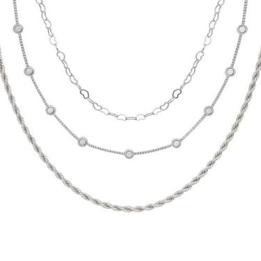 Imagem de Kit Mix 3 Colares Feminino Folheado a Prata 925 - Papillon Semi Jóias